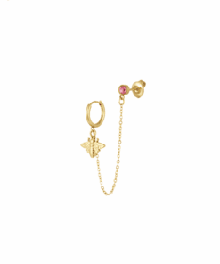 Oorbel met bijtje - fel roze