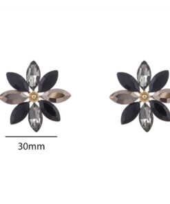 Grote Bloem Oorbellen - Zwart