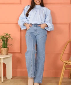 Wide Leg Jeans Met Studs - Maat 36