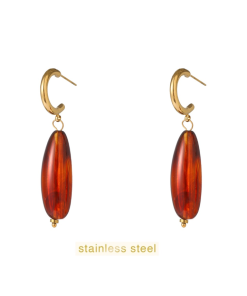 Day & Eve Brown Oval Dangle - Brown