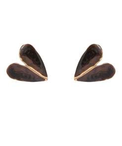 Day & Eve Folded Heart Stud - Brown