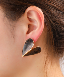 Day & Eve Folded Heart Stud - Brown - Afbeelding 2