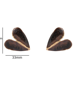 Day & Eve Folded Heart Stud - Brown - Afbeelding 3